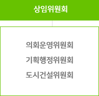 상임위원회 아래 의회운영위원회, 기획행정위원회, 도시건설위원회가 있습니다.